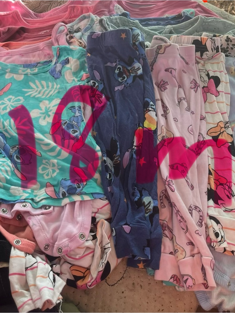 Disney Girls onesies, shirts, pants bundle 18 m